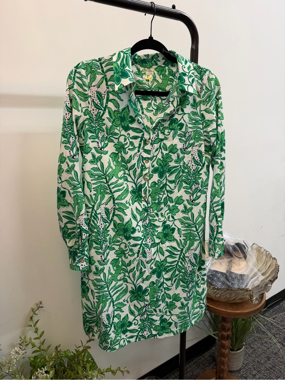 Lilly Pulitzer Green and White Floral Midi Dress